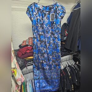 Beige by eci Blue Floral Midi Dress